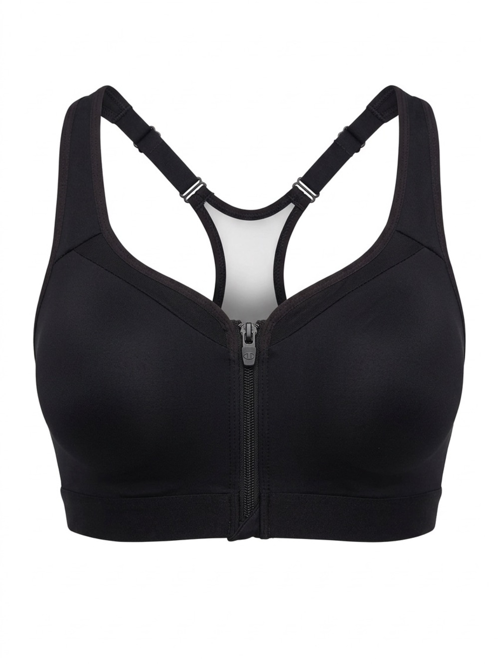 Champion Power Shape Black Front Zip High Impact Sports Bra XXL